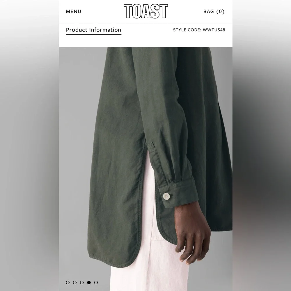 TOAST UK Elena Cotton Linen Tunic Shirt uk size 8/us 4 dark olive green khaki - Picture 2 of 10